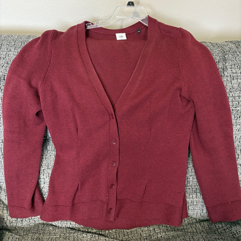 Chico's Red Knit Cardigan with Ribbed Details
